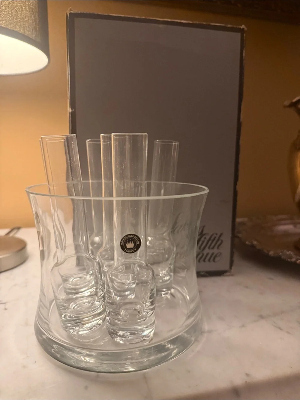 Saks, Fifth Avenue handmade seven piece vodka set